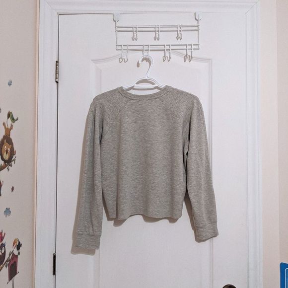 Aritzia BABATON cropped long sleeve grey size Small cropped sweatshirt @M - Picture 4 of 5